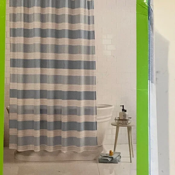 Charter Club Kids blue striped Shower Curtain W/Star shaped Hooks, 13 piece set - Picture 5 of 12